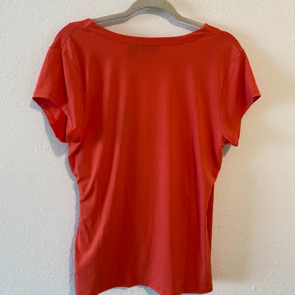 Tahari orange wrap blouse - Picture 2 of 3